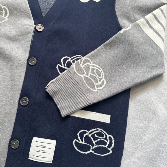 Thom Browne Cotton Birds And Flowers Cardigan - Picture 2 of 8